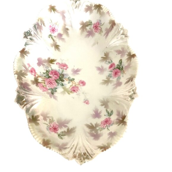 RS Prussia Porcelain Celery Relish Serving Dish Pink Rose Flower Floral Antique - Picture 5 of 15